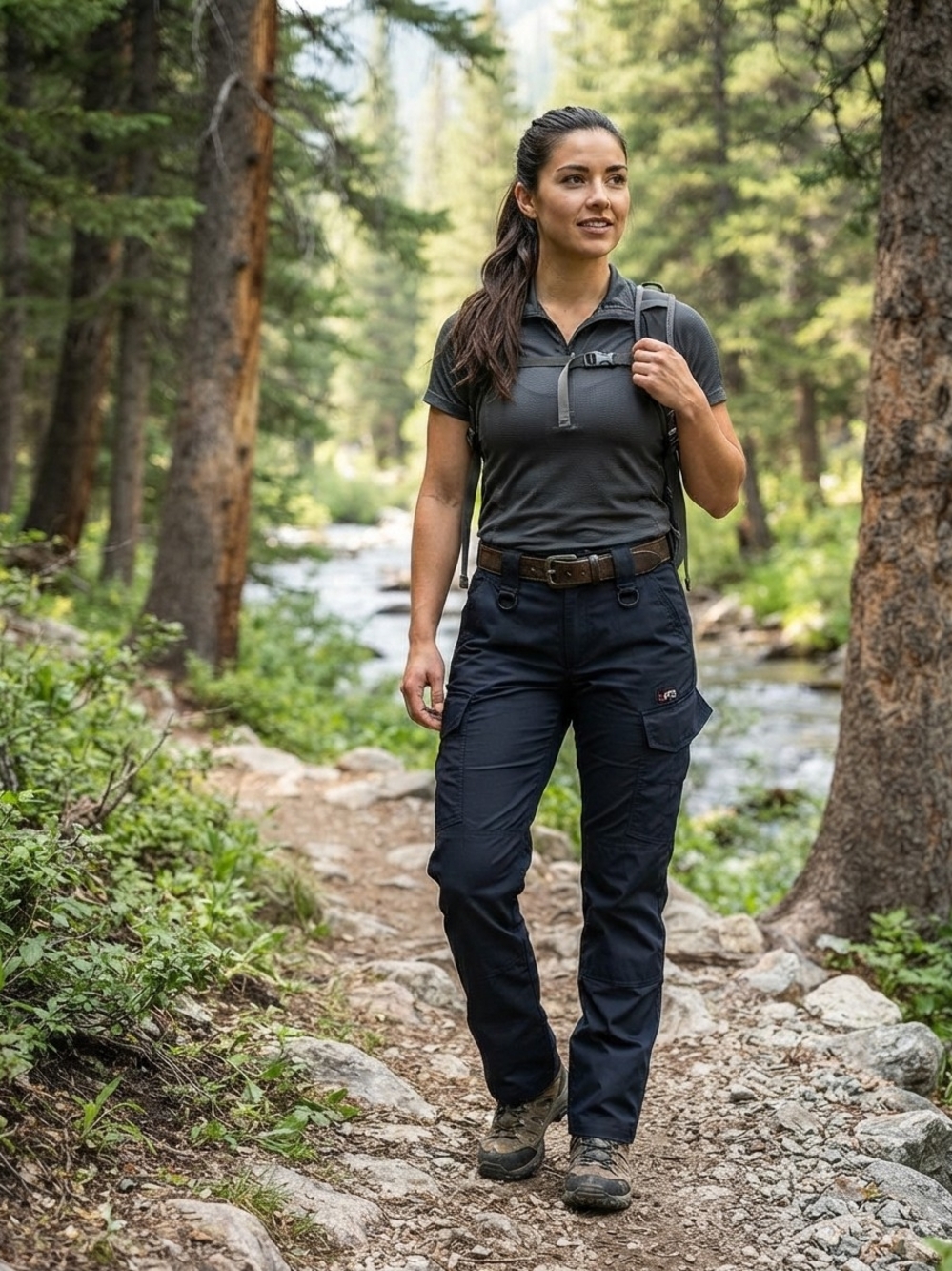 La Police Gear Women's Black Cargo Track Pants - Outdoor Joggers